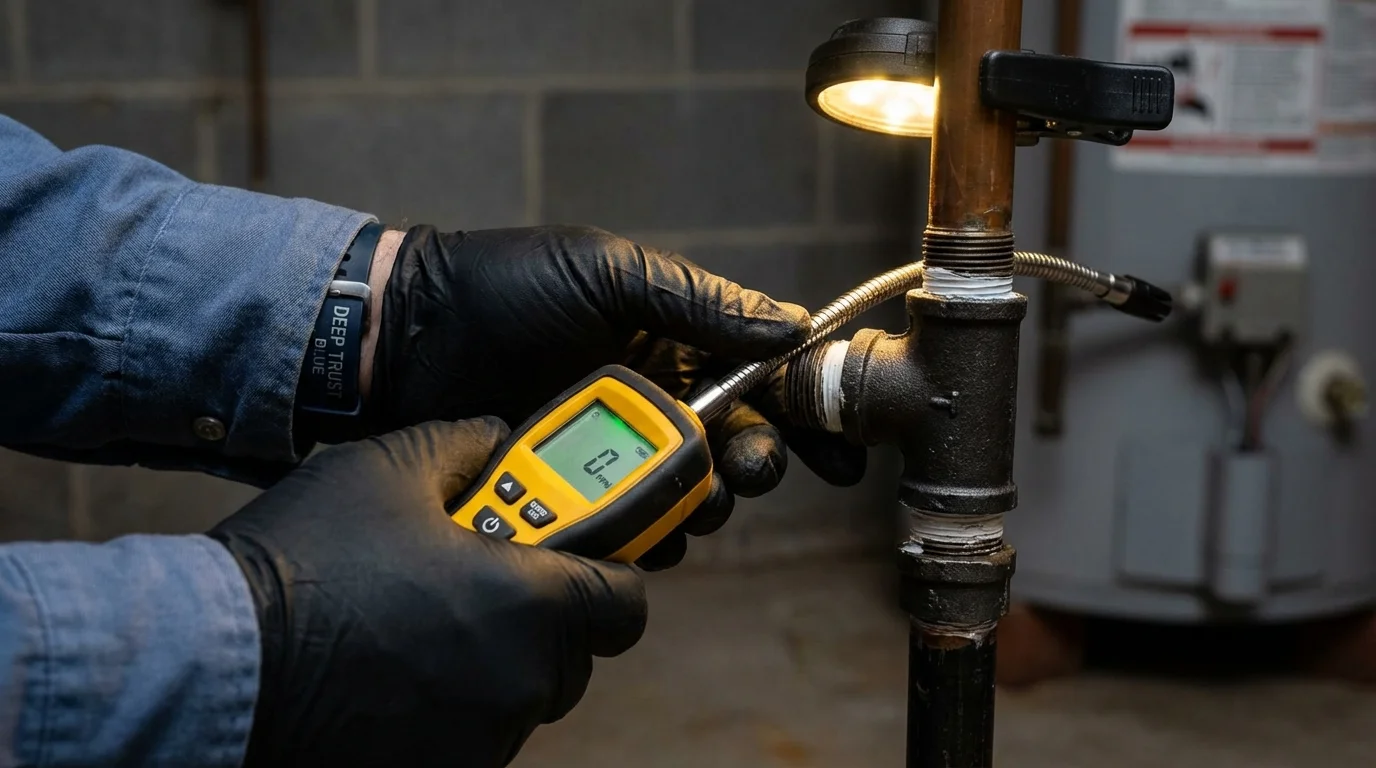Gas leak detection with electronic sniffer by Johns Plumbing LLC in Mescalero