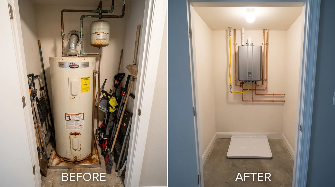 Tank water heater versus wall-mounted tankless unit comparison for Mescalero, NM homeowners