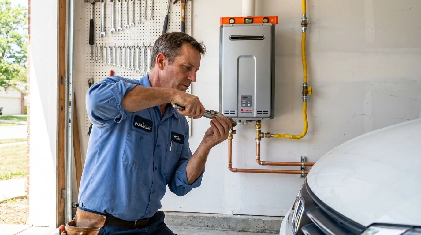 Tankless water heater installation by a Johns Plumbing LLC plumber in Mescalero